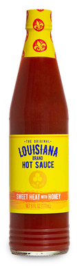 Sweet heat with honey Louisiana Hot Sauce, Sweet heat with honey Louisiana Hot Sauce Bottle, The Original Louisiana Brand Hot Sauce,  Since 1928, Flavor Sweet Heat with Honey, Net 6 FL OZ (177ML)